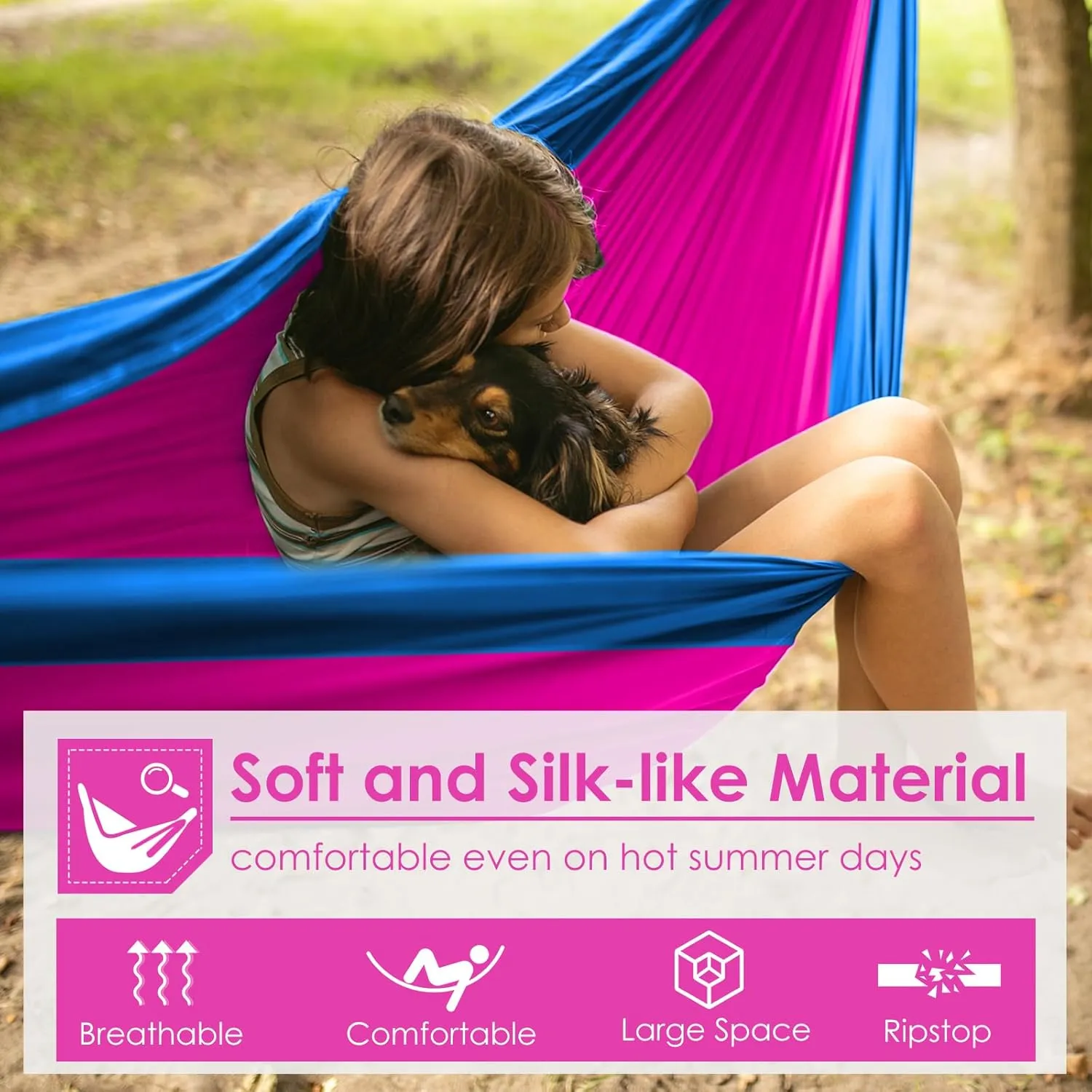 GRASSMAN Kids Hammock-Small Camping hammocks, Portable Camping Gear for Child Indoor/Outdoor use, with Tree Straps & Carabiners Fuchsia