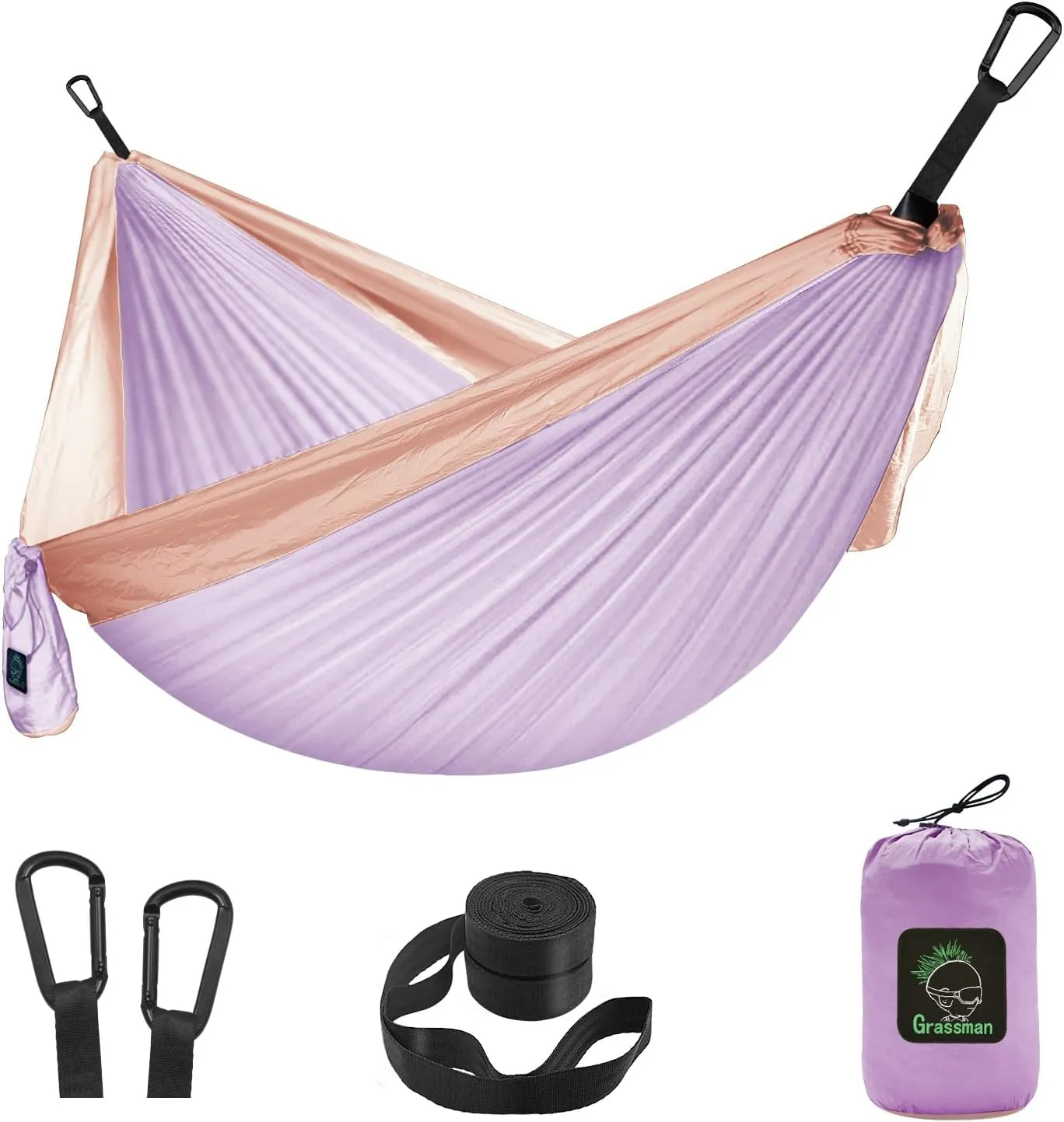 GRASSMAN Kids Hammock-Small Camping hammocks, Portable Camping Gear for Child Indoor/Outdoor use, with Tree Straps & Carabiners Purple