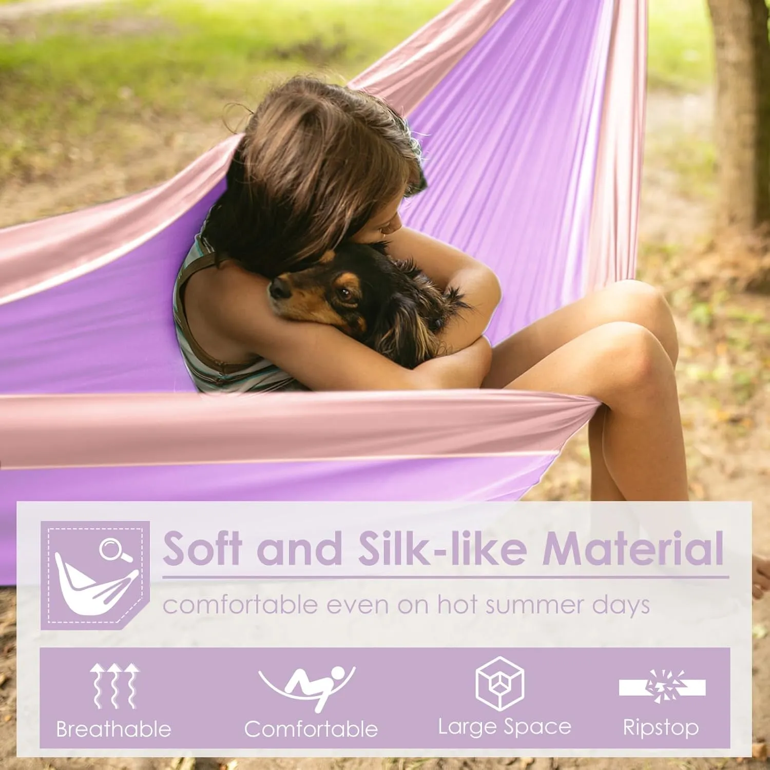 GRASSMAN Kids Hammock-Small Camping hammocks, Portable Camping Gear for Child Indoor/Outdoor use, with Tree Straps & Carabiners Purple