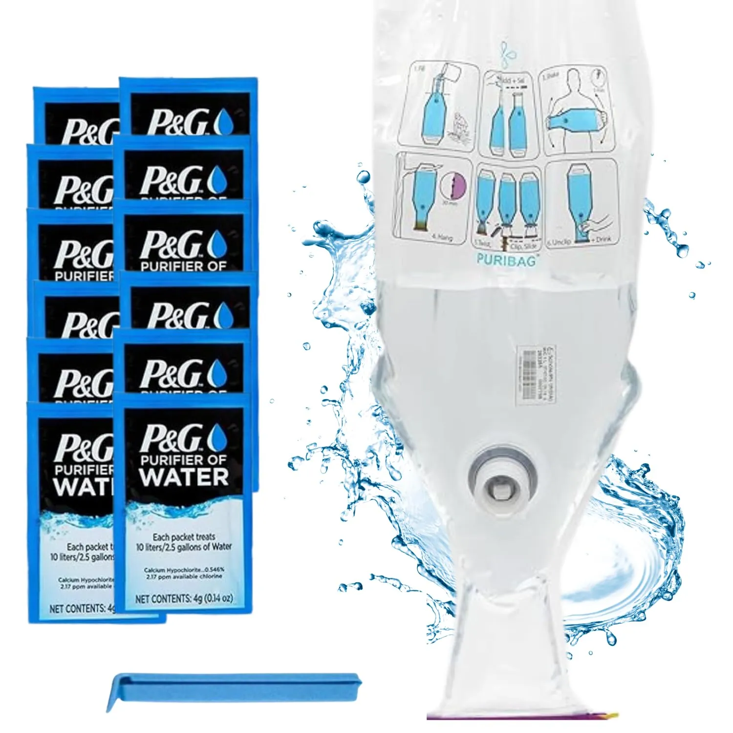 Gravity Water Filter - Portable Water Filtration System and Backpacking Filter for Camping, Hiking and Emergency Treatment - 2.5 Gallon Bag - Hangs Anywhere