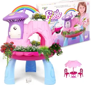 Greenbo Kids Fairy Garden Kit | Indoor & Outdoor Fairy Toy Gardening Set with House, Mist, Music, Light & Tools | Fairy Garden Kit for Kids to Grow, Play, and Learn | For Girls & Boys of Ages 3 and Up