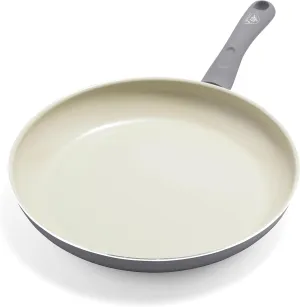 GreenLife Soft Grip 12" Frying pan, Non-Toxic PFAS-Free Ceramic Nonstick, Stay-Cool Handles, Wobble Free, Dishwasher & Oven Safe, Grey
