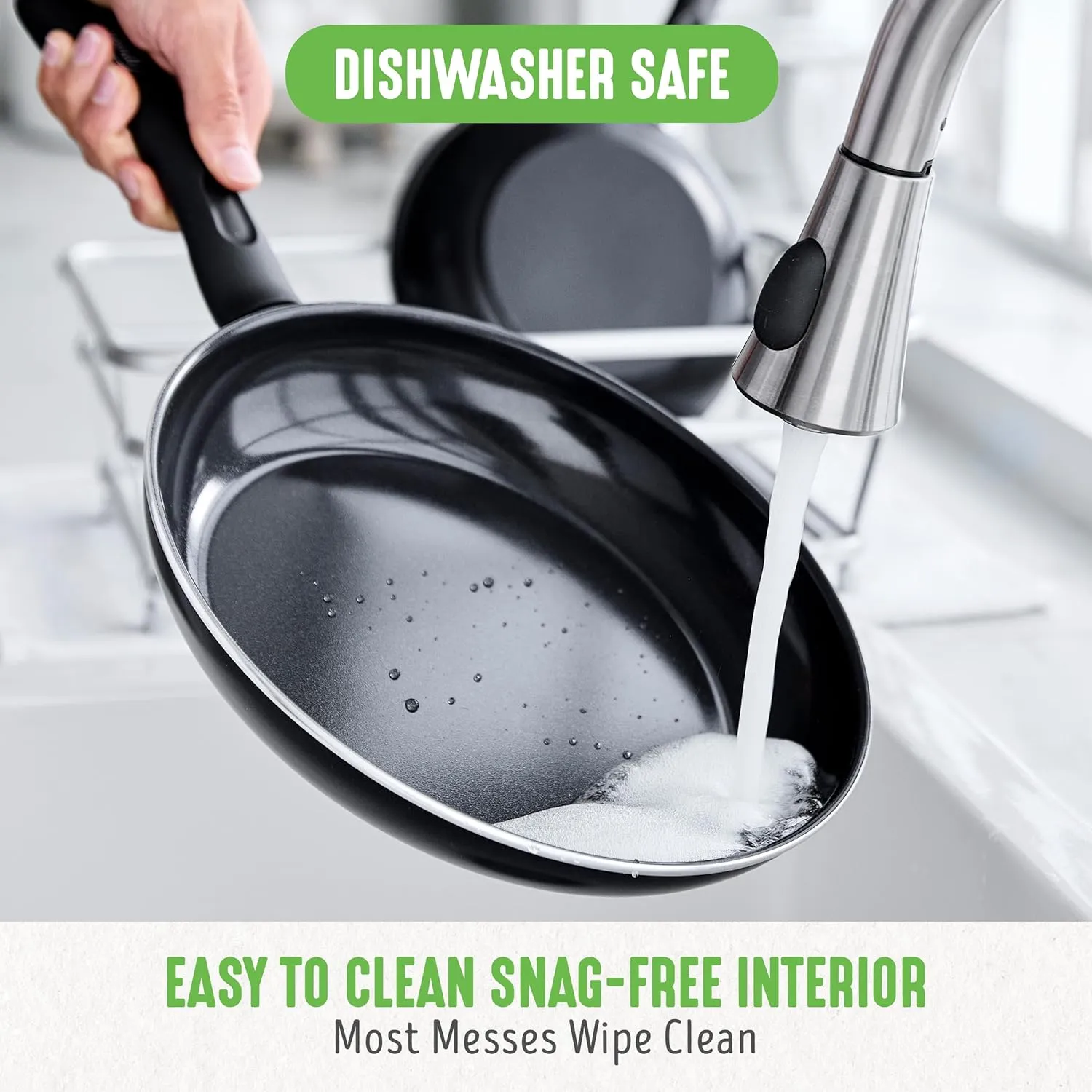 GreenLife Soft Grip 16 Piece Cookware Set, Non-Toxic PFAS-Free Ceramic Nonstick, Frying, Sauce, Saute, Utensils, Glass Lids, Stay-Cool Handles, Wobble Free, Dishwasher & Oven Safe, Black Diamond