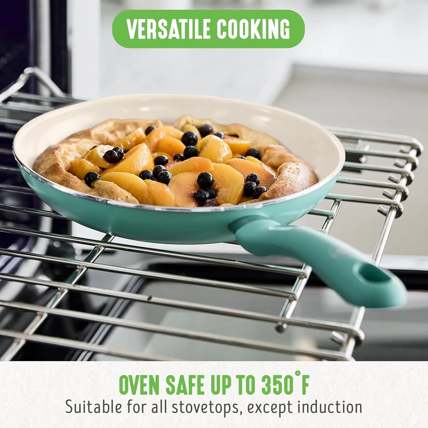 GreenLife Soft Grip Healthy Ceramic Nonstick 7" and 10" Frying Pan Set, Non Toxic PFAS & PFOA-Free, Dishwasher Safe, Egg Omelet Skillet, Cookware for Easy Cooking, Kitchen Essentials, Turquoise