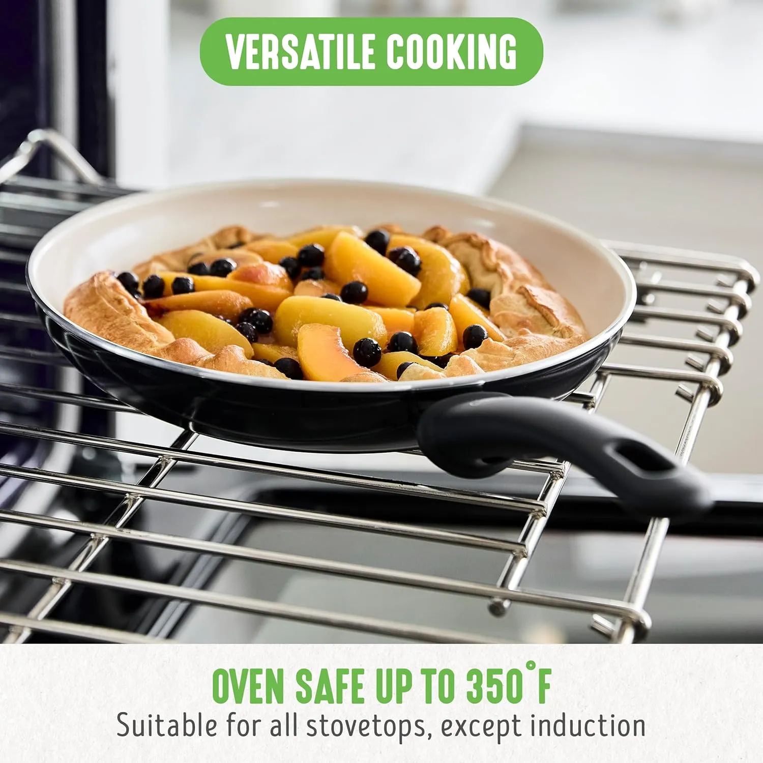 GreenLife Soft Grip Healthy Ceramic Nonstick 7" and 10" Frying Pan Set, PFAS & PFOA-Free, Dishwasher Safe, Egg Omelet Skillet, Cookware for Easy Cooking, Non-Stick Kitchen Essentials, Black and Cream