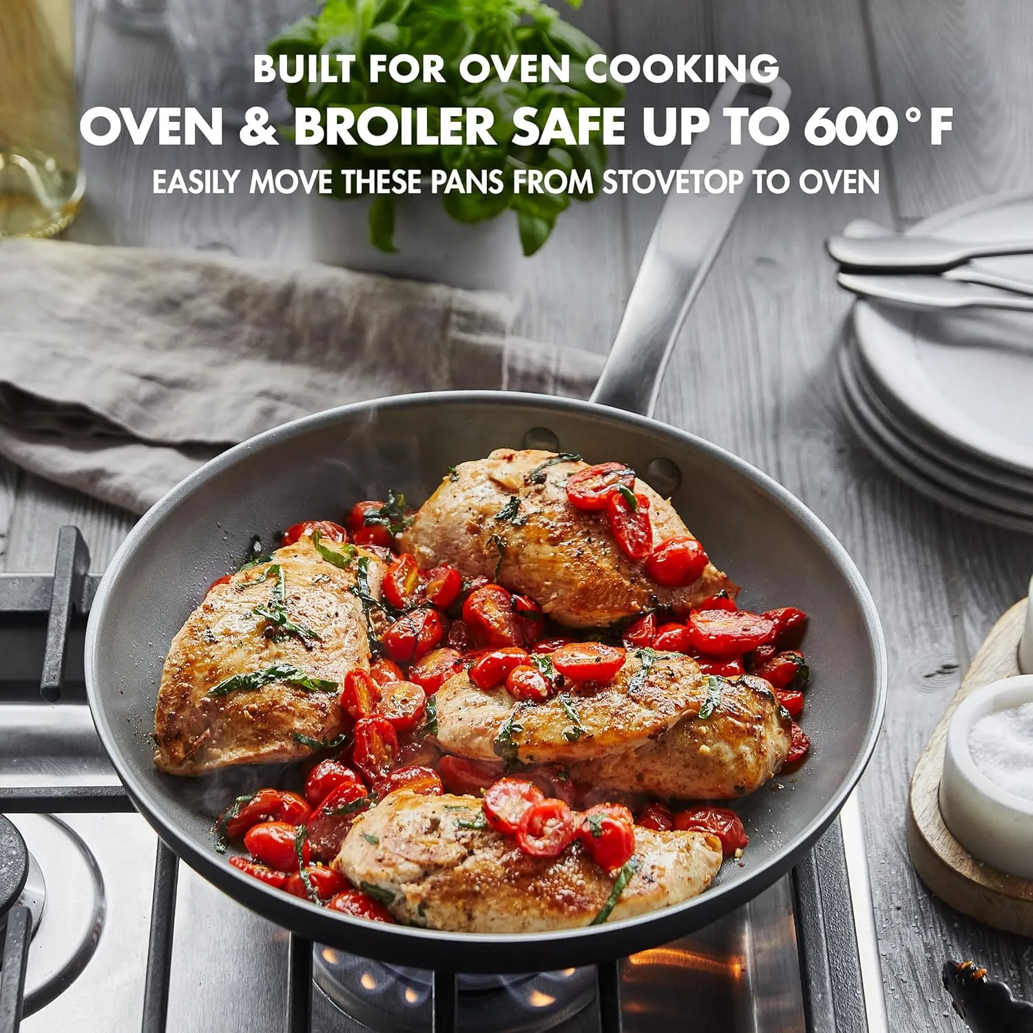 GreenPan Chatham Hard Anodized Healthy Ceramic Nonstick, 8" 9.5" and 11" 3 Piece Frying Pan Skillet Set, PFAS-Free, Dishwasher Safe, Oven and Broiler Safe, Gray