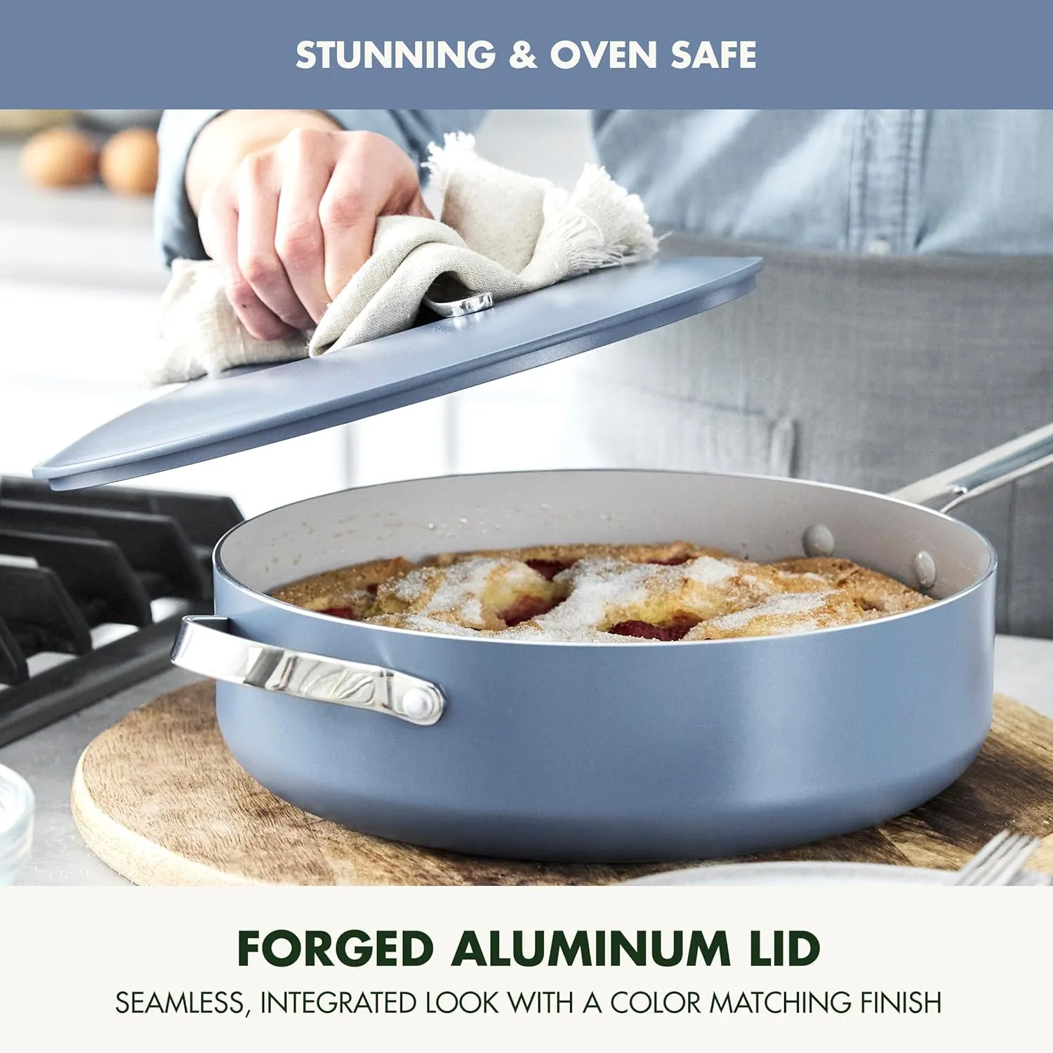 GreenPan Nova 10” Frying Pan Skillet and 4.37QT Sauté Pan with Lid, Oprah’s Favorite Things 2024, PFAS-Free Ceramic Nonstick, Induction Suitable, Sear, Fry, Broil, Dishwasher & Oven Safe, Ocean