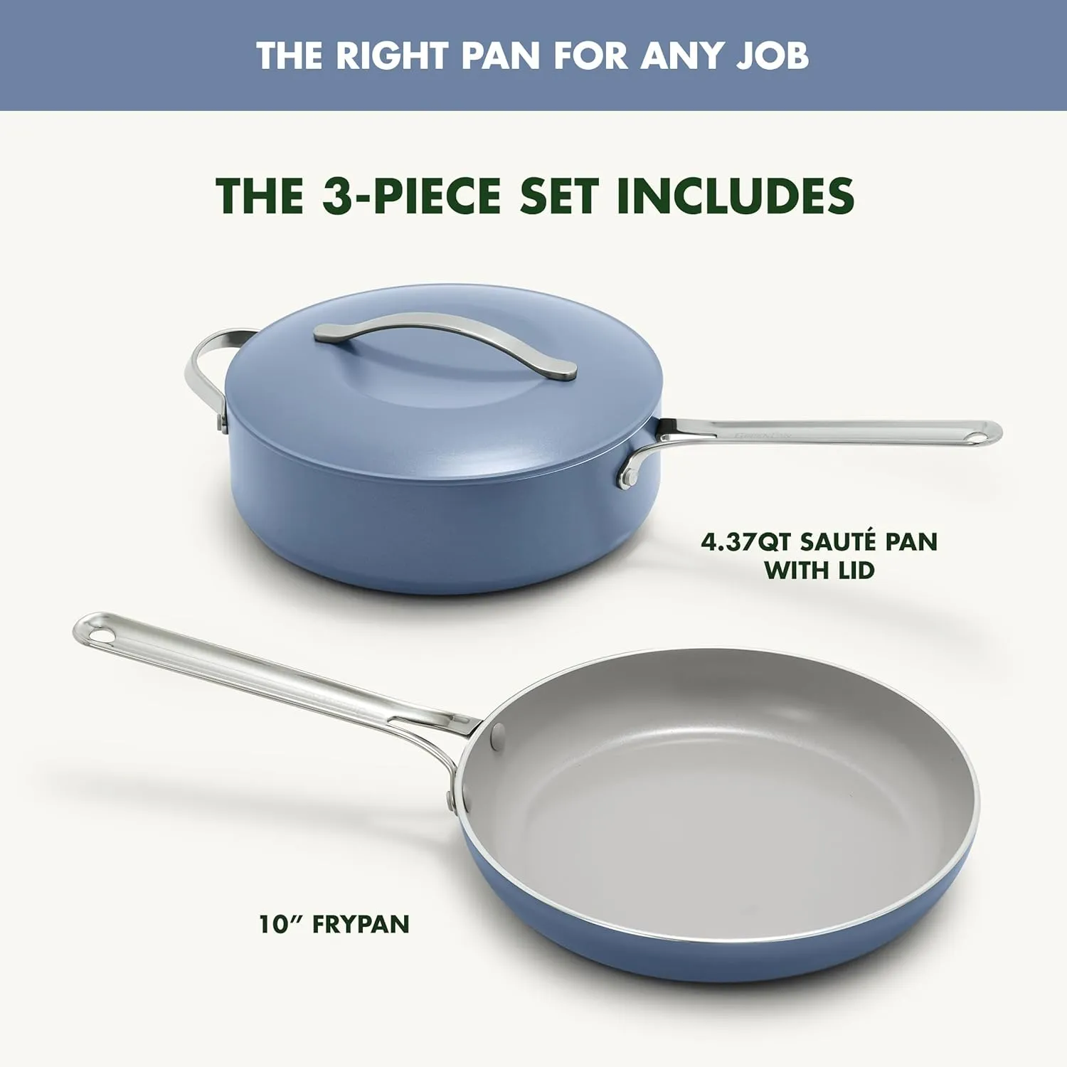 GreenPan Nova 10” Frying Pan Skillet and 4.37QT Sauté Pan with Lid, Oprah’s Favorite Things 2024, PFAS-Free Ceramic Nonstick, Induction Suitable, Sear, Fry, Broil, Dishwasher & Oven Safe, Ocean