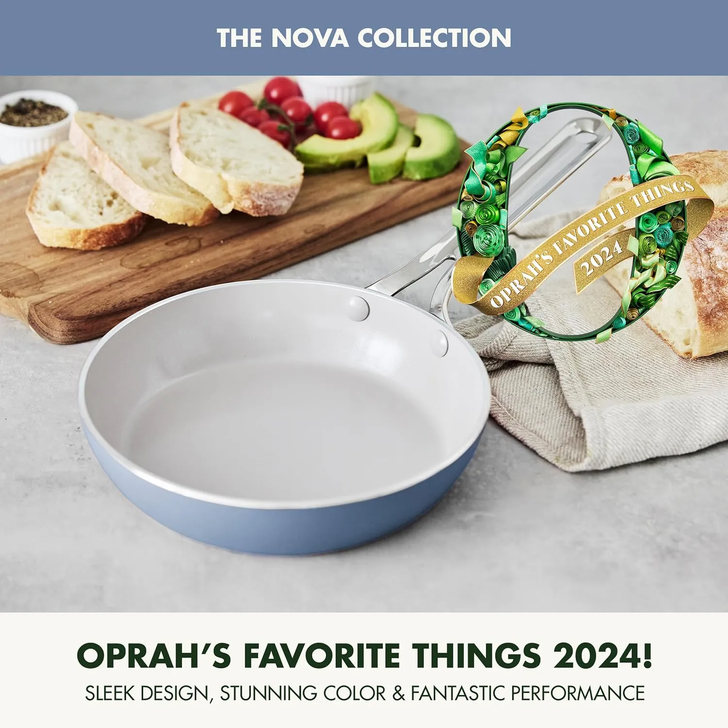 GreenPan Nova 8" Frying Pan Skillet, Oprah’s Favorite Things 2024, Ceramic Nonstick Cookware, PFAS Free, Toxin-Free, Induction Suitable, Dishwasher & Oven Safe, Durable, Easy Clean, Ocean