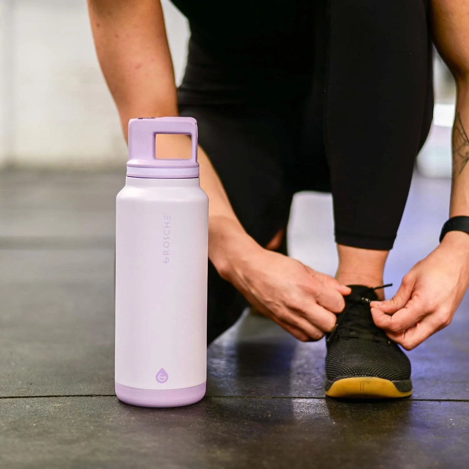 GROSCHE Alpine Flip n' Sip 40 oz Insulated Water Bottle - Stainless Steel, Leakproof Flask with Straw - Perfect for Gym, Travel & Outdoor Use - Keeps Water Cold up to 60 hrs - Lavender
