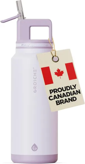 GROSCHE Alpine Flip n' Sip 40 oz Insulated Water Bottle - Stainless Steel, Leakproof Flask with Straw - Perfect for Gym, Travel & Outdoor Use - Keeps Water Cold up to 60 hrs - Lavender