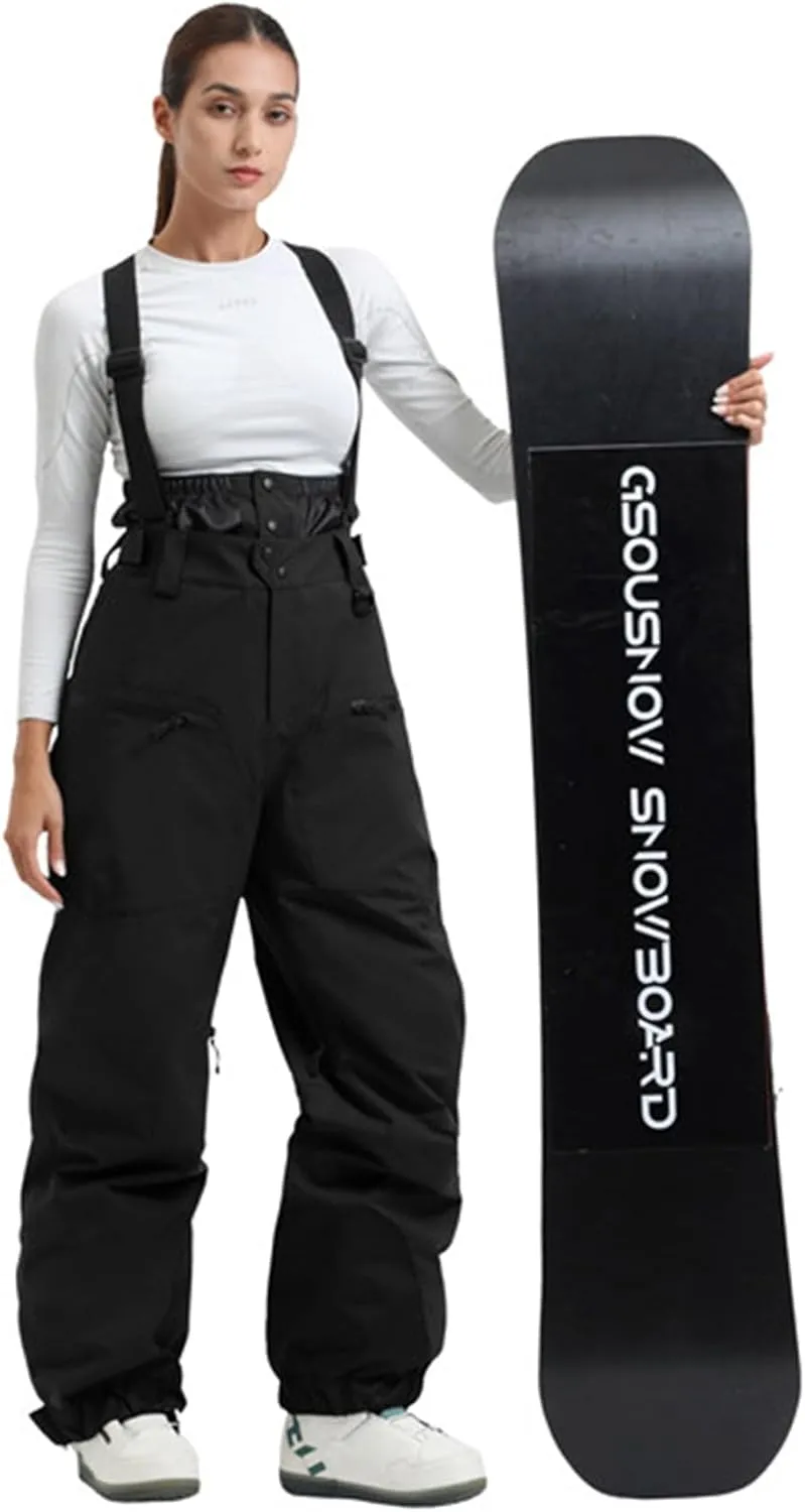 GSOU SNOW Men Snow Bibs Women Baggy Ski Pants Snowboard Overall Insulated Waterproof Windproof Warm Winter