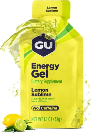 GU Energy Original Sports Nutrition Energy Gel, Vegan, Gluten-Free, Kosher, and Dairy-Free On-the-Go Energy for Any Workout, 24-Count, Lemon Sublime