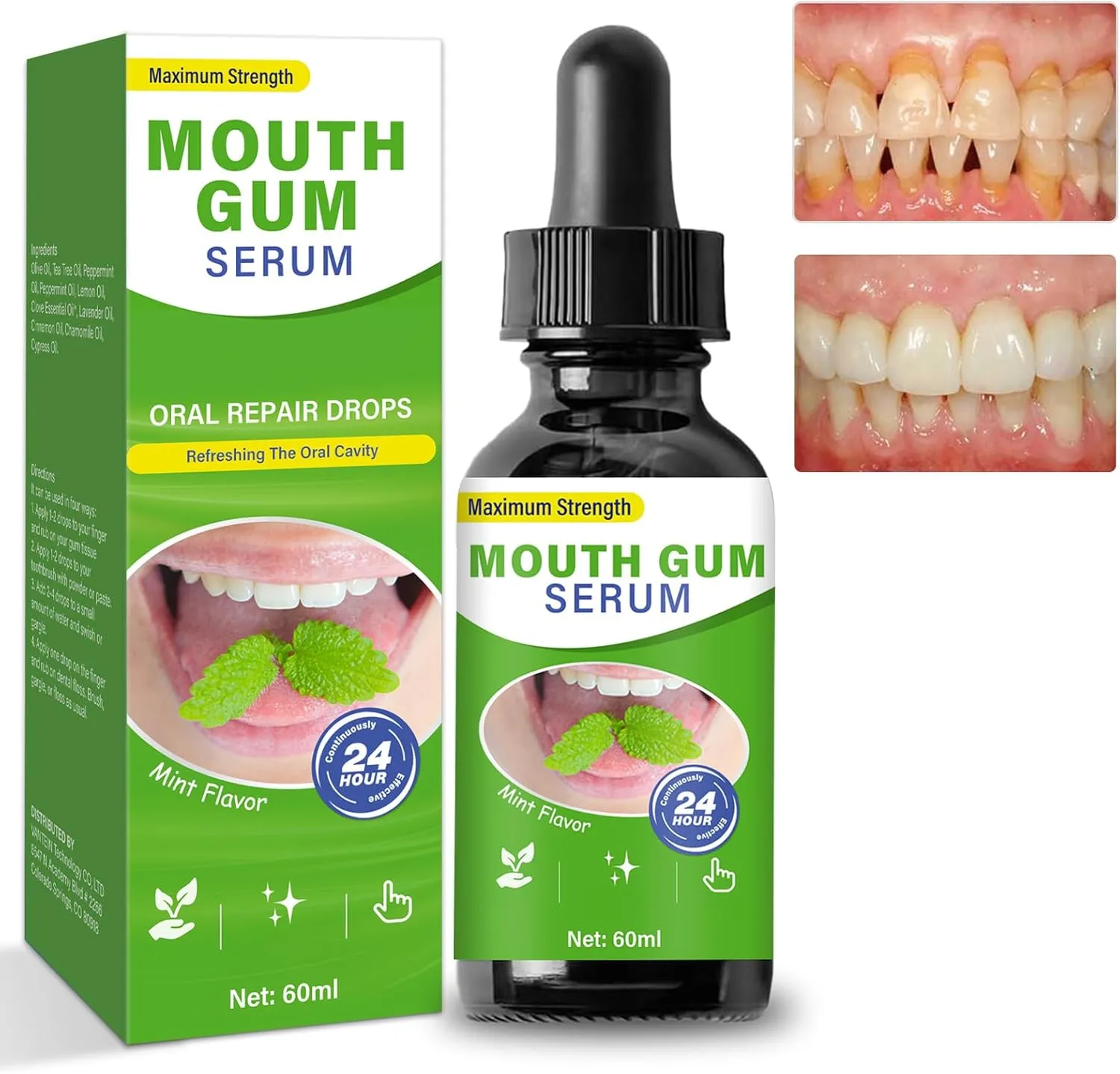 Gum Restore Drops, Gum Repair Regrowth, Gum Regrowth Treatment, for Bad Breath, Good Oral Health, Natural & Alcohol Free, Mint