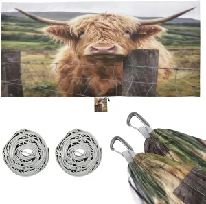 Hairy Highland Cow Camping Hammock, 330 lbs with 2 Tree Straps, Carry Bag, Single Portable Hammock for Outdoor/Indoor, Hiking, Beach, Backpacking, Travel