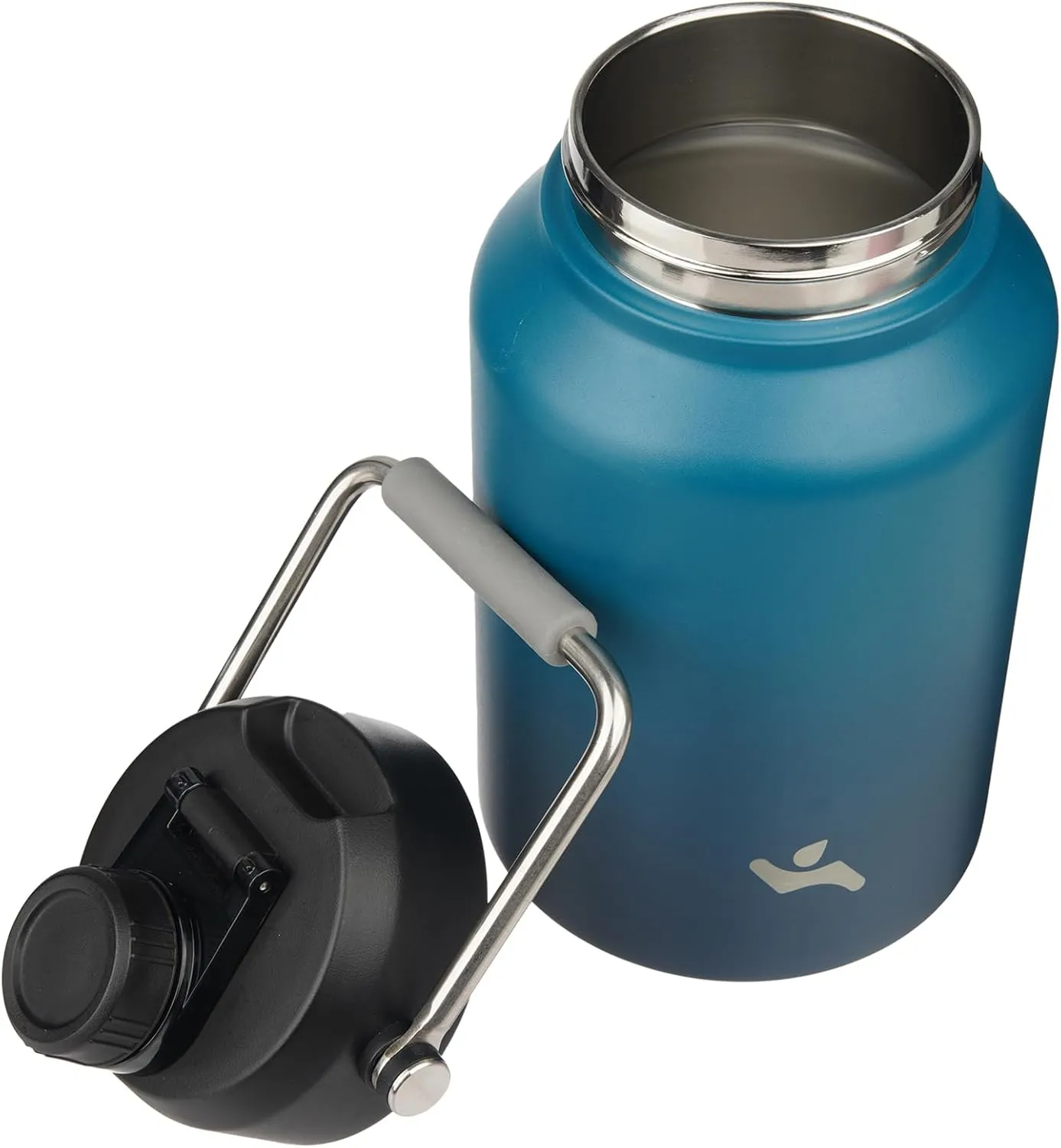 Half Gallon Jug with Handle,64 oz Insulated Water Bottle with Carrying Pouch,Double Wall Vacuum Stainless Steel Metal Bottle,Indigo Black