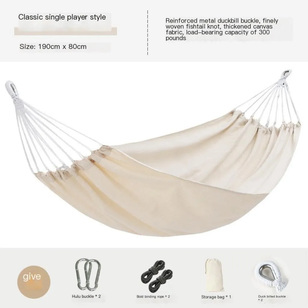 Hammock Beige Hammock Outdoor Swing Summer Camping W Anti-Rollover Home Indoor Single Double Adult Dormitory Hammocks for Outside(Beige,C)