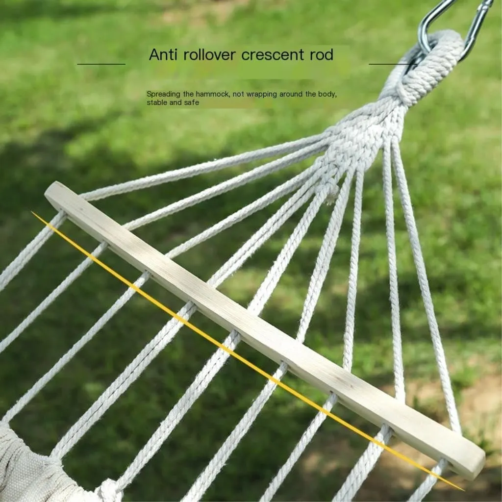 Hammock Beige Hammock Outdoor Swing Summer Camping W Anti-Rollover Home Indoor Single Double Adult Dormitory Hammocks for Outside(Beige,C)