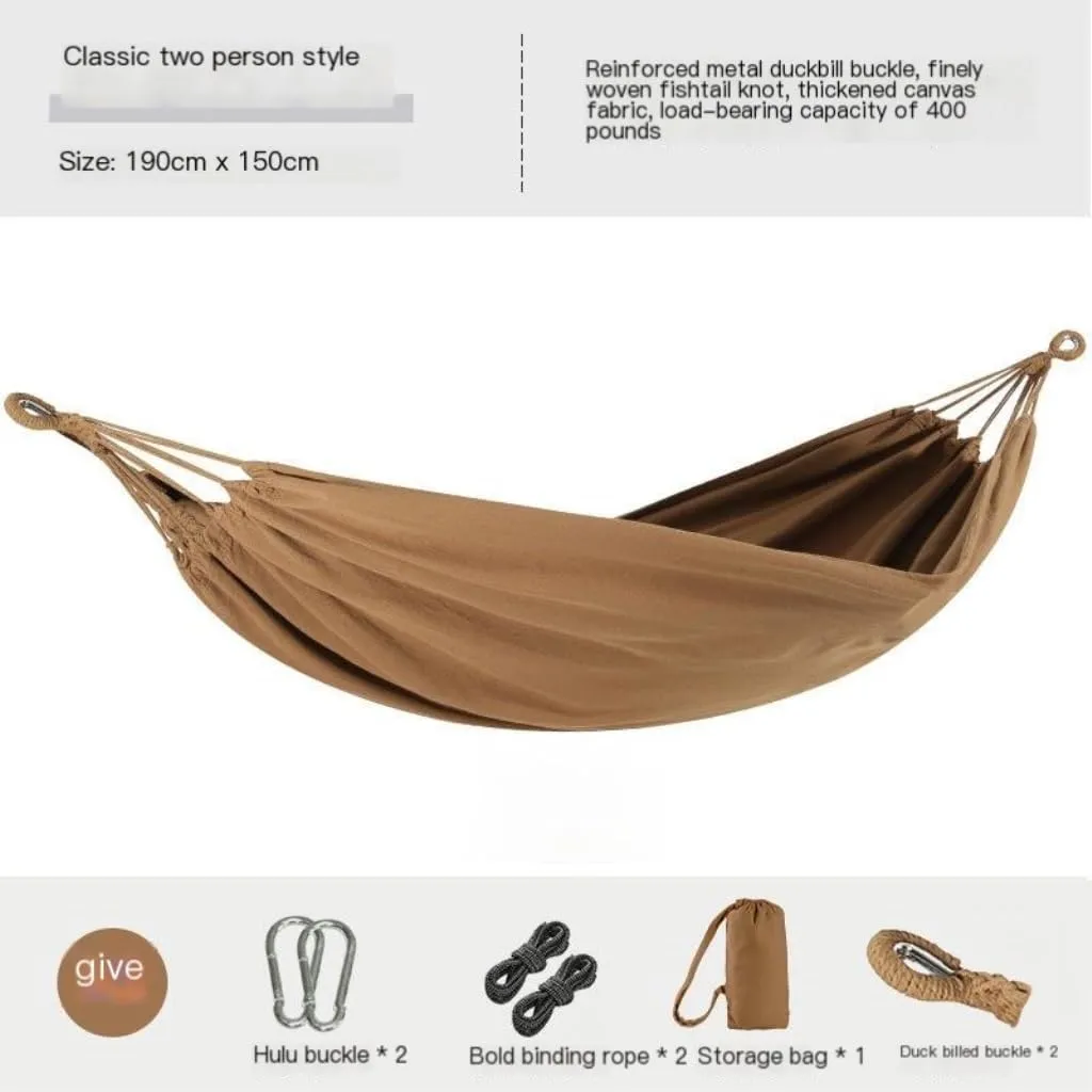 Hammock Beige Hammock Outdoor Swing Summer Camping W Anti-Rollover Home Indoor Single Double Adult Dormitory Hammocks for Outside(Gray,C)