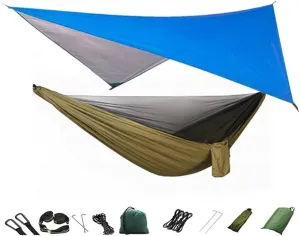 Hammock Camping Hammock Mosquito Net and Hammock Canopy Portable Nylon Hammock Rain Fly Tree Straps for Hiking Camping Survival Travel Swing