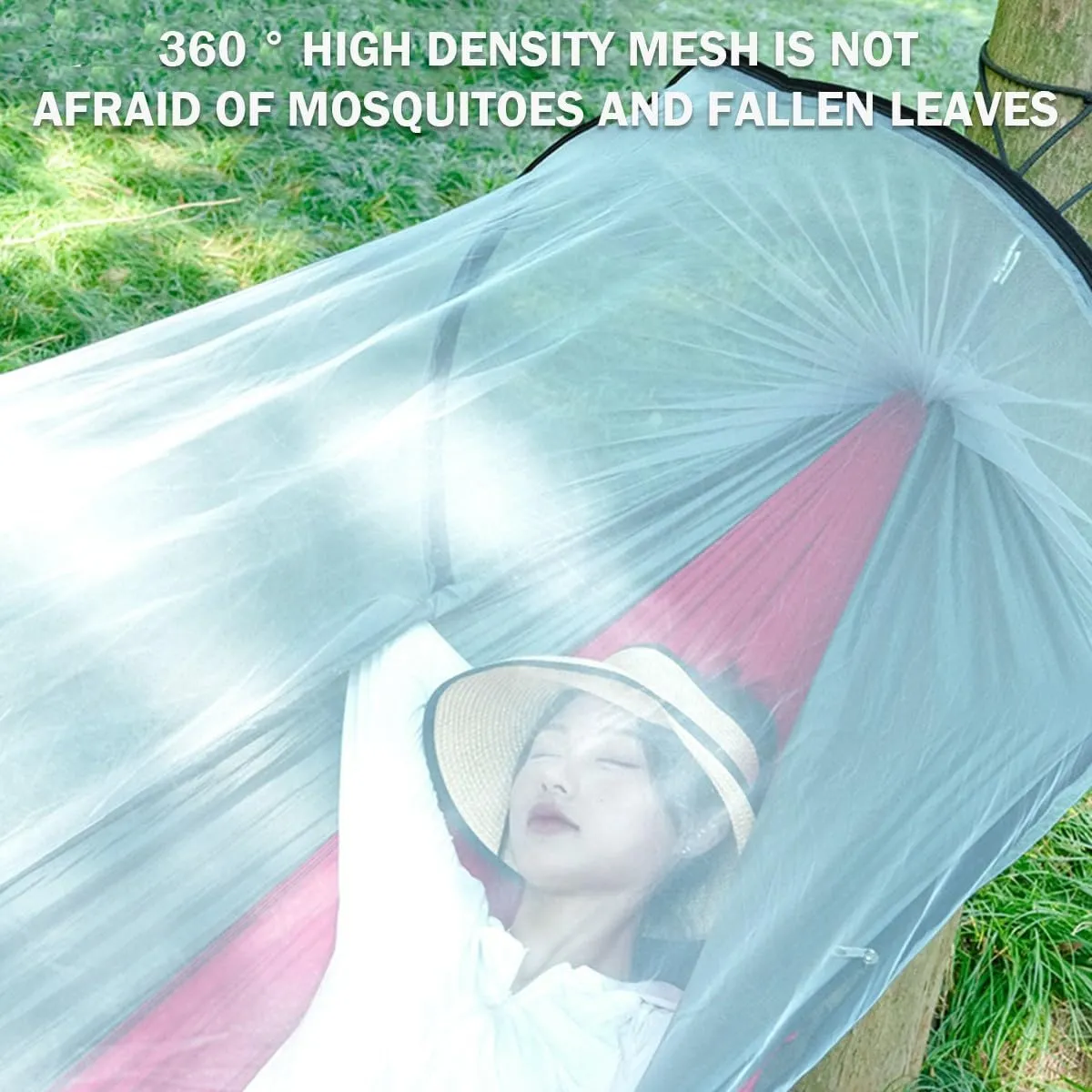 Hammock Camping, Hammock Tent Strong Load Bearing Capacity, Mosquito Net Hammock Breathable and Mosquito Proof, Suitable for Outdoor Use(Orange,260 * 140cm)