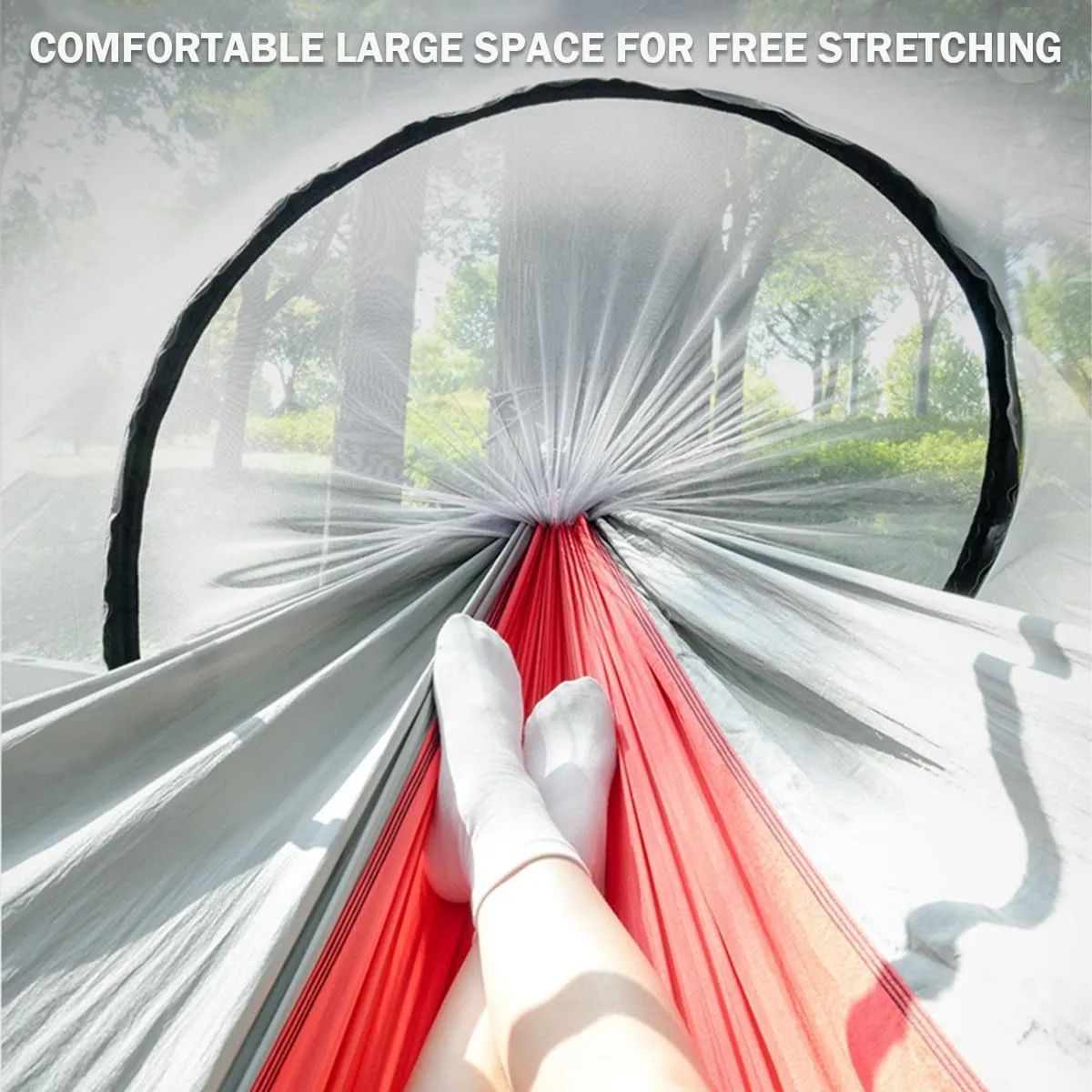 Hammock Camping, Hammock Tent Strong Load Bearing Capacity, Mosquito Net Hammock Breathable and Mosquito Proof, Suitable for Outdoor Use(Orange,260 * 140cm)