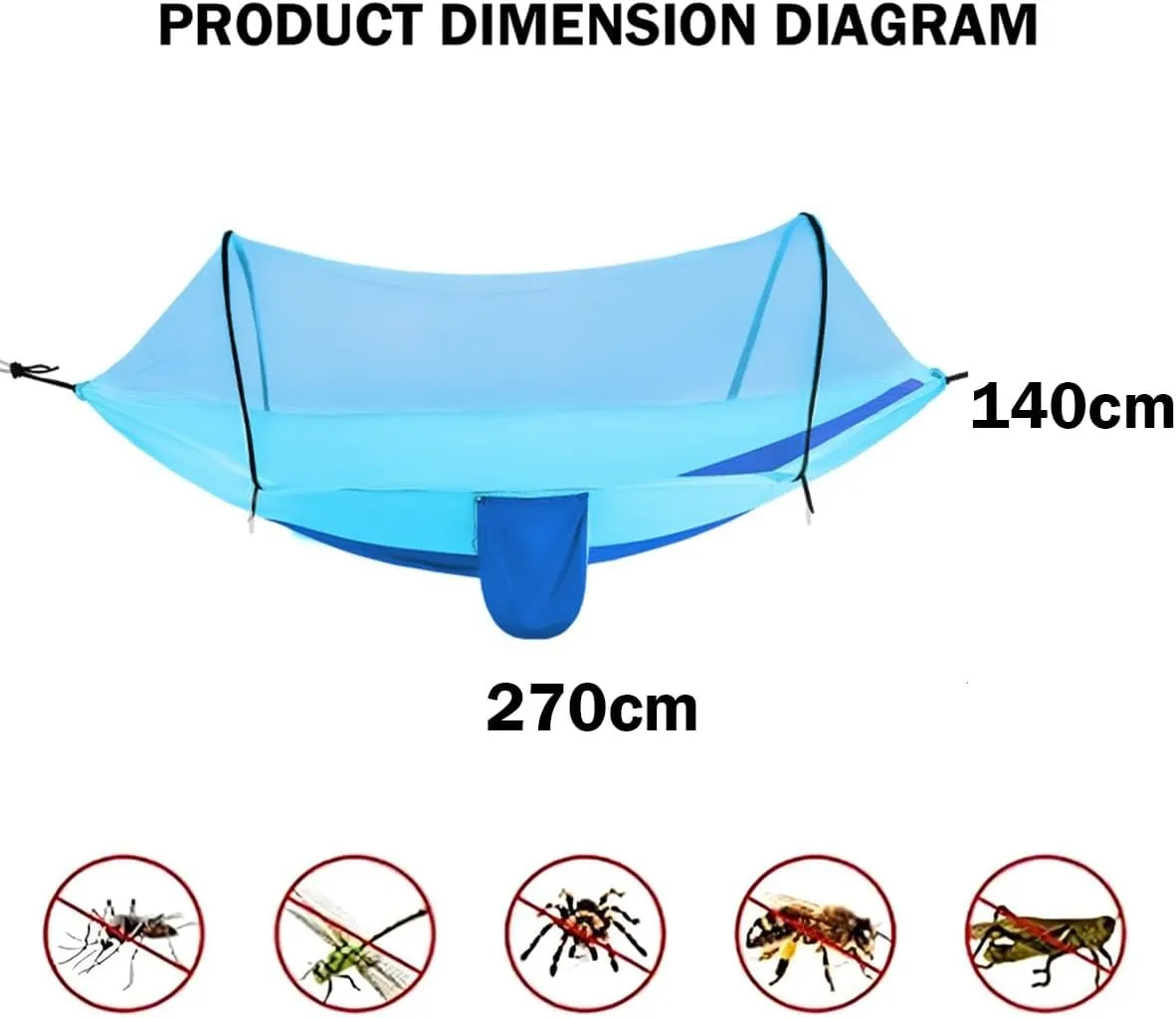 Hammock Camping, Hammock Tent Strong Load Bearing Capacity, Mosquito Net Hammock Breathable and Mosquito Proof, Suitable for Outdoor Use(Orange,260 * 140cm)