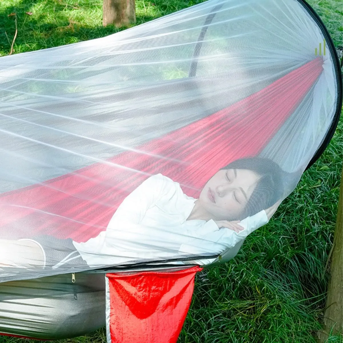 Hammock Camping, Hammock Tent Strong Load Bearing Capacity, Mosquito Net Hammock Breathable and Mosquito Proof, Suitable for Outdoor Use(Orange,260 * 140cm)