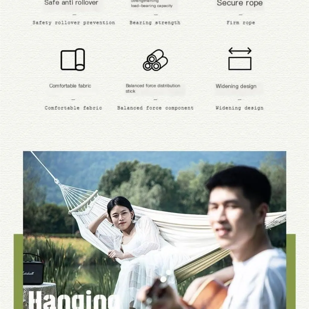 Hammock Double 2024 New Camping Equipment Hammock Outdoor Double Anti-Rollover Swing Outdoor Camping Net Bed Tied to The Tree Hammock Outdoor(A,200CM*80CM)