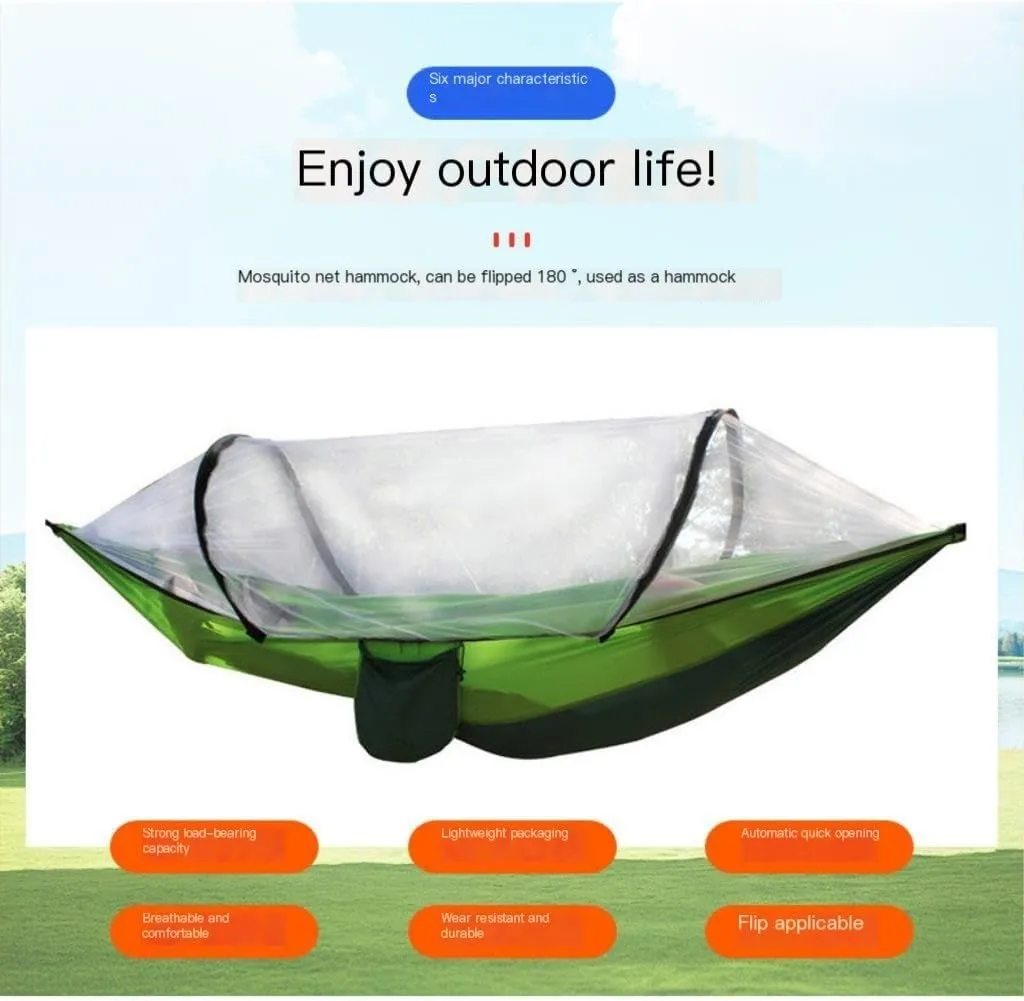 Hammock Double Anti-Mosquito Outdoor Hammock Double Anti-Rollover Insect-Proof Hammock Camping Portable Hanging Hammock Hammock Outdoor(D,260 * 140cm)