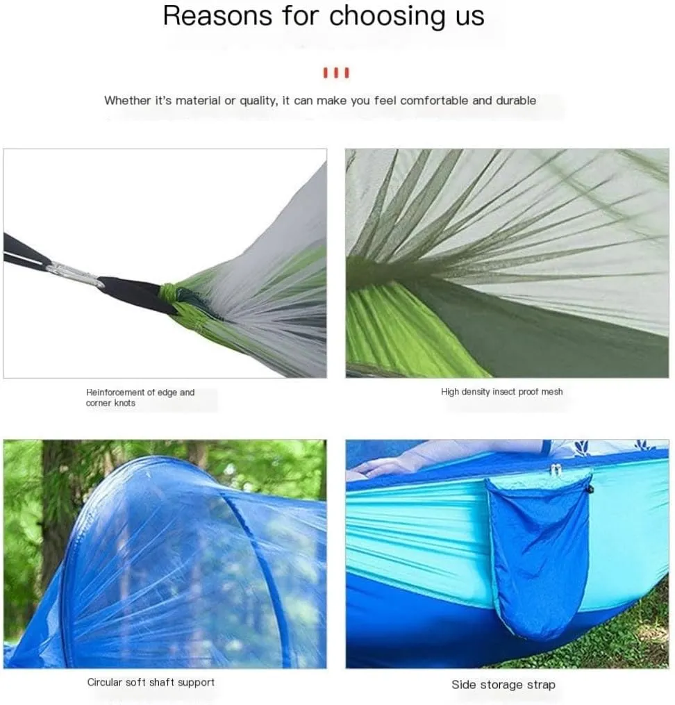 Hammock Double Anti-Mosquito Outdoor Hammock Double Anti-Rollover Insect-Proof Hammock Camping Portable Hanging Hammock Hammock Outdoor(D,260 * 140cm)