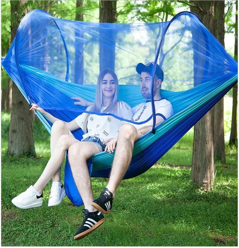 Hammock Double Anti-Mosquito Outdoor Hammock Double Anti-Rollover Insect-Proof Hammock Camping Portable Hanging Hammock Hammock Outdoor(D,260 * 140cm)