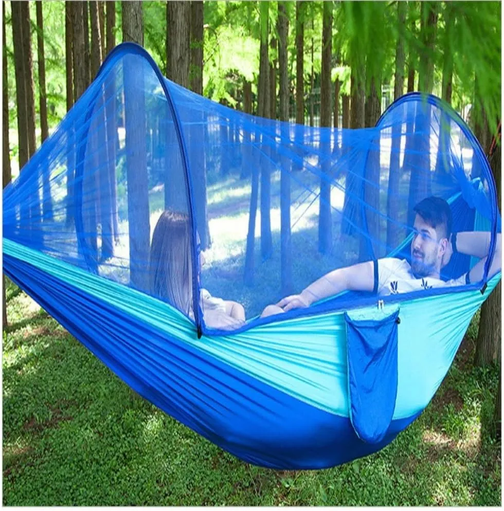 Hammock Double Anti-Mosquito Outdoor Hammock Double Anti-Rollover Insect-Proof Hammock Camping Portable Hanging Hammock Hammock Outdoor(D,260 * 140cm)