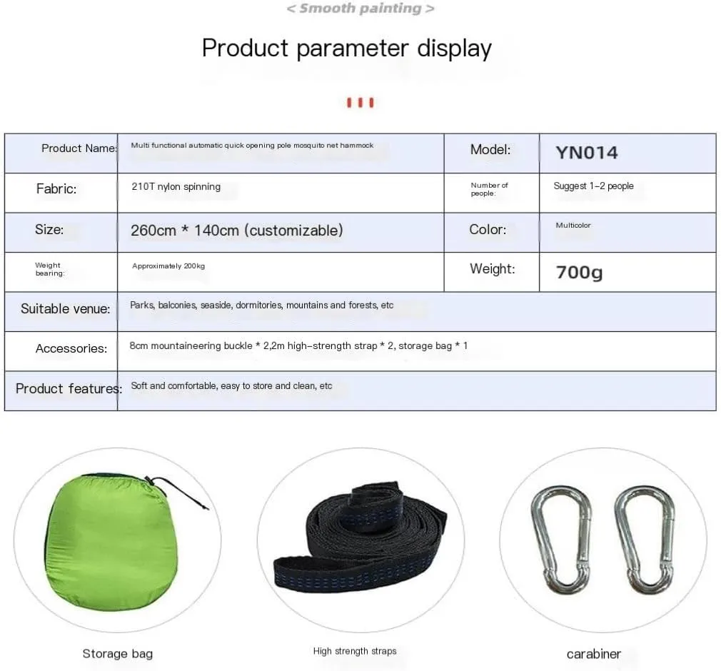 Hammock Double Anti-Mosquito Outdoor Hammock Double Anti-Rollover Insect-Proof Hammock Camping Portable Hanging Hammock Hammock Outdoor(D,260 * 140cm)