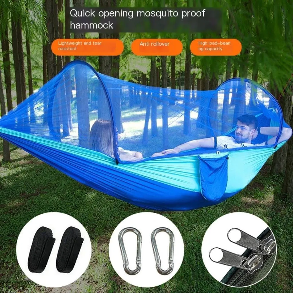 Hammock Double Anti-Mosquito Outdoor Hammock Double Anti-Rollover Insect-Proof Hammock Camping Portable Hanging Hammock Hammock Outdoor(D,260 * 140cm)