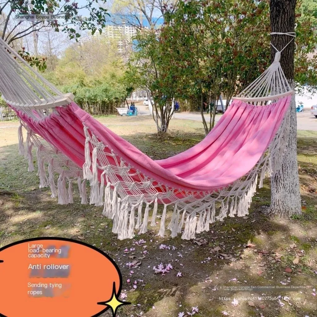 Hammock Double Anti-Rollover Hammock Outdoor Durable Hammock Dormitory Hanging Chair Outdoor Sleeping Swing Pink Hammock Hammock Outdoor