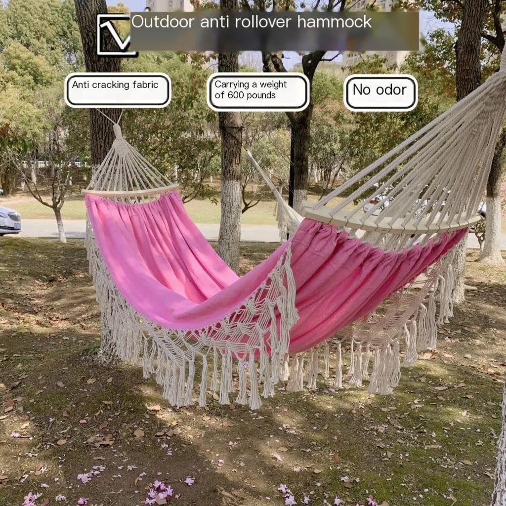 Hammock Double Anti-Rollover Hammock Outdoor Durable Hammock Dormitory Hanging Chair Outdoor Sleeping Swing Pink Hammock Hammock Outdoor