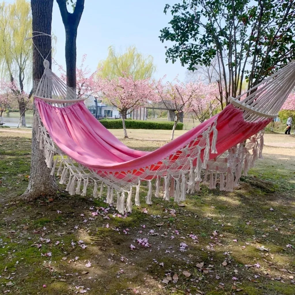 Hammock Double Anti-Rollover Hammock Outdoor Durable Hammock Dormitory Hanging Chair Outdoor Sleeping Swing Pink Hammock Hammock Outdoor