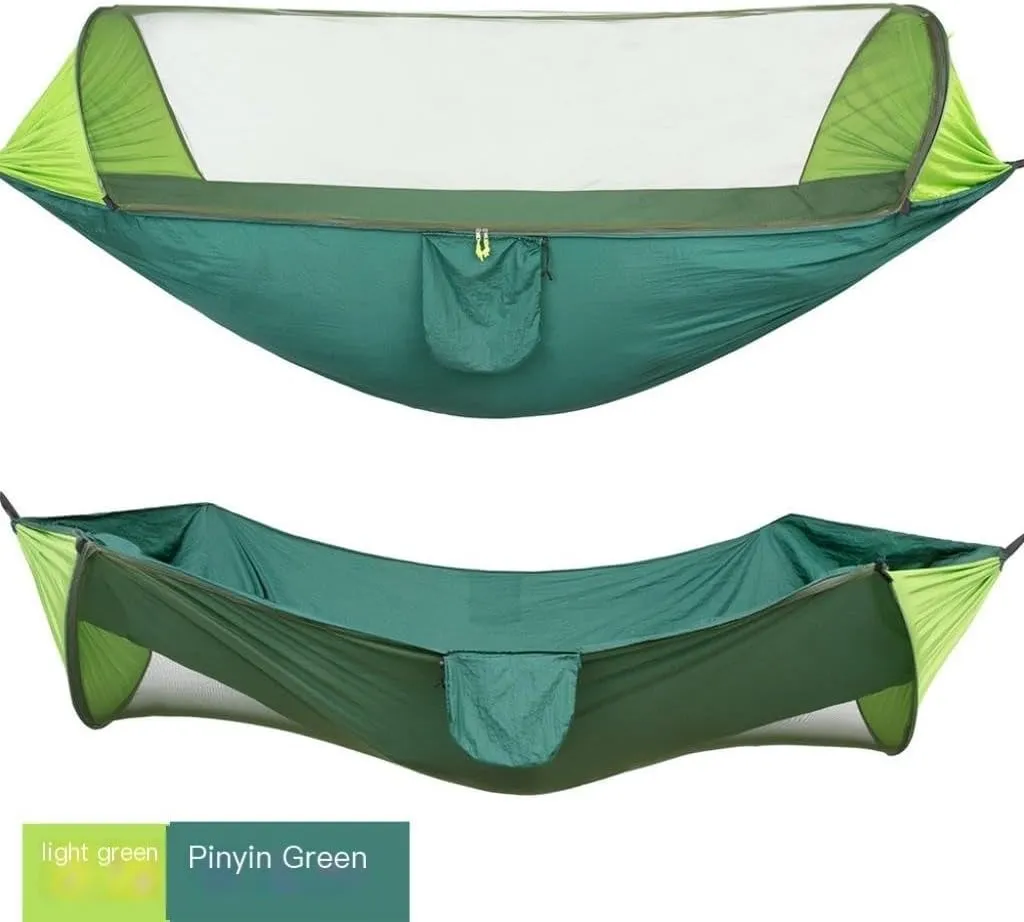 Hammock Double Automatic Quick-Opening Mosquito Net Hammock Camping Outdoor Sunshade Anti-Mosquito Hammock Tent Indoor Swing Hammock Outdoor(Orange)