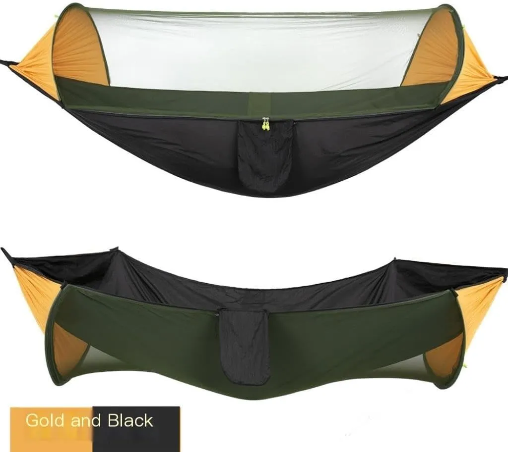 Hammock Double Automatic Quick-Opening Mosquito Net Hammock Camping Outdoor Sunshade Anti-Mosquito Hammock Tent Indoor Swing Hammock Outdoor(Orange)