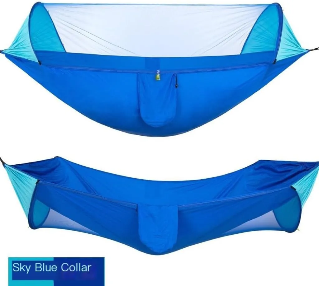Hammock Double Automatic Quick-Opening Mosquito Net Hammock Camping Outdoor Sunshade Anti-Mosquito Hammock Tent Indoor Swing Hammock Outdoor(Orange)