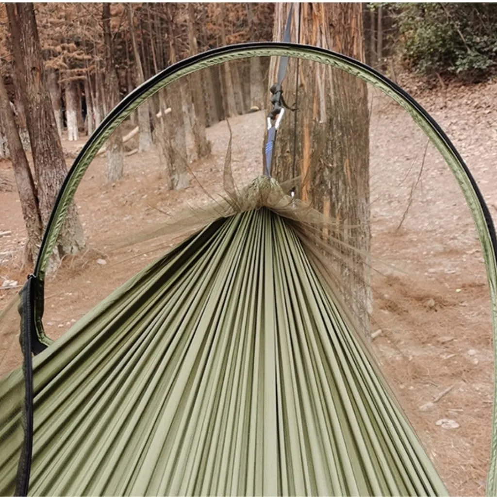 Hammock Double Automatic Quick-Opening Mosquito Net Hammock Outdoor Camping Anti-Rollover Nylon Hammock with Mosquito Net Hammock Outdoor(Orange)