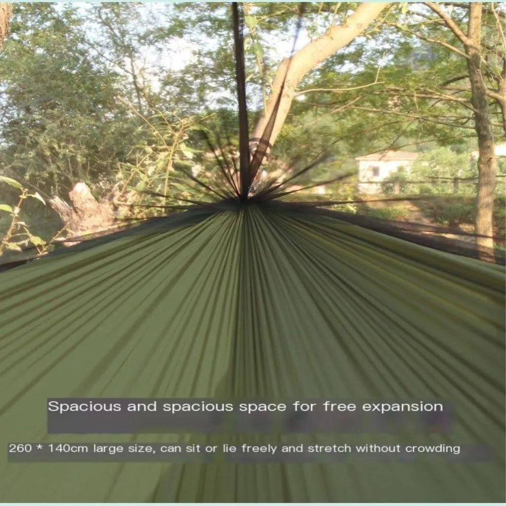Hammock Double Camping Hammock Outdoor Camping Portable Single Parachute Cloth Three-Color Belt Anti-Mosquito Hammock Hammock Outdoor(F)