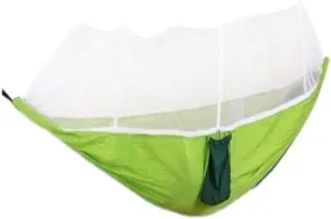 Hammock Double Camping Hammock Outdoor Camping Portable Single Parachute Cloth Three-Color Belt Anti-Mosquito Hammock Hammock Outdoor(F)