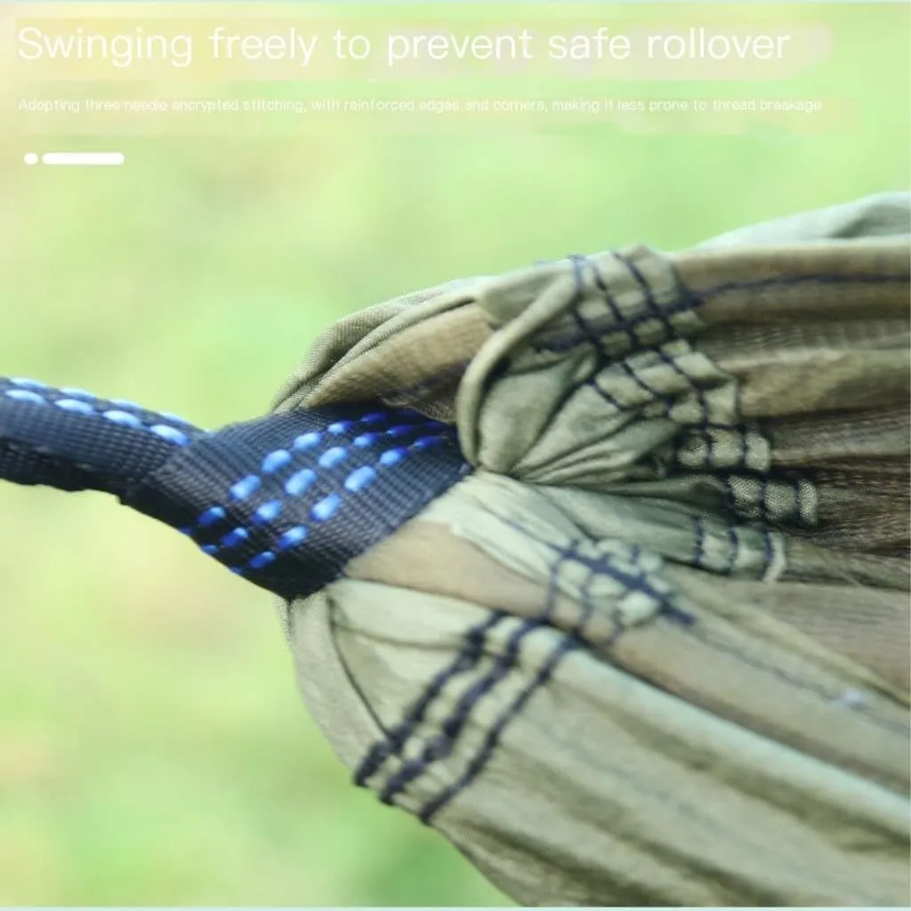 Hammock Double Camping Hammock Outdoor Camping Portable Single Parachute Cloth Three-Color Belt Anti-Mosquito Hammock Hammock Outdoor(F)