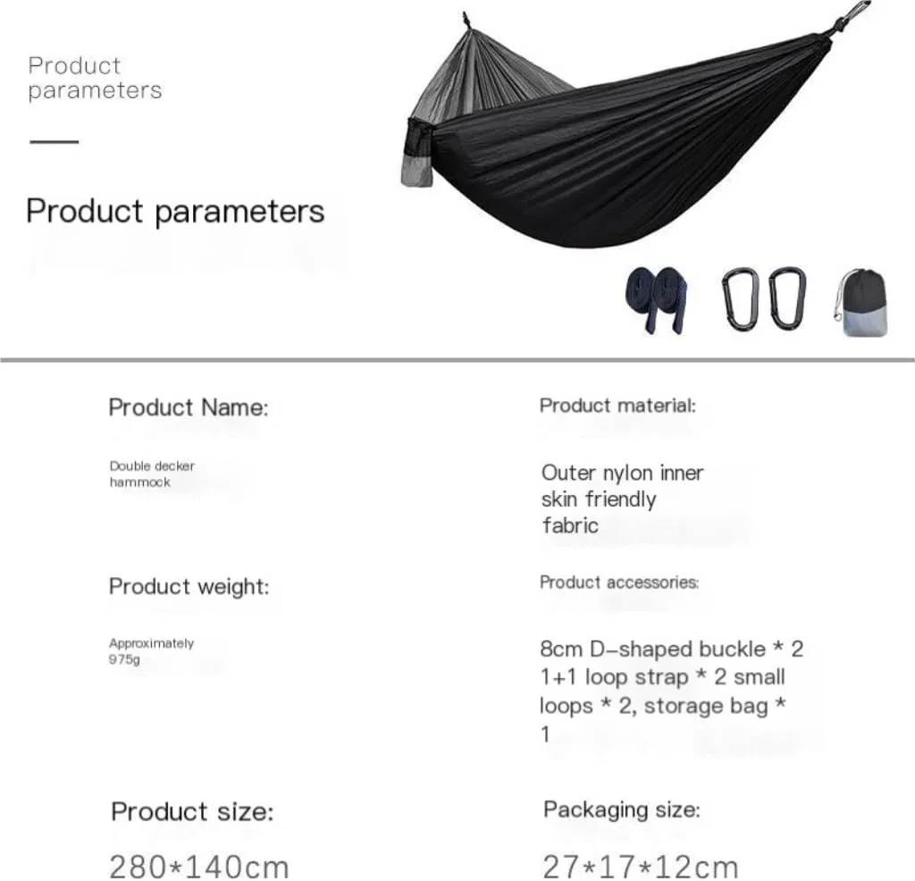 Hammock Double Canopy Mosquito Net Hammock Set Tent Parachute Cloth Camping Automatic Anti-Mosquito Mosquito Net Hammock Hammock Outdoor(A)
