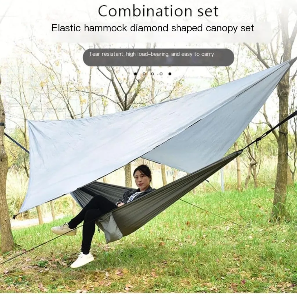 Hammock Double Canopy Mosquito Net Hammock Set Tent Parachute Cloth Camping Automatic Anti-Mosquito Mosquito Net Hammock Hammock Outdoor(E)