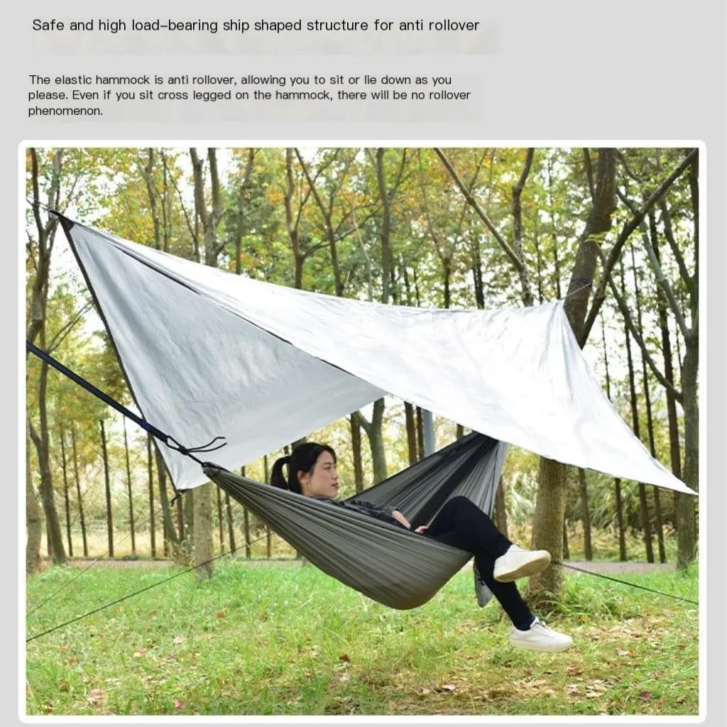Hammock Double Canopy Mosquito Net Hammock Set Tent Parachute Cloth Camping Automatic Anti-Mosquito Mosquito Net Hammock Hammock Outdoor(E)