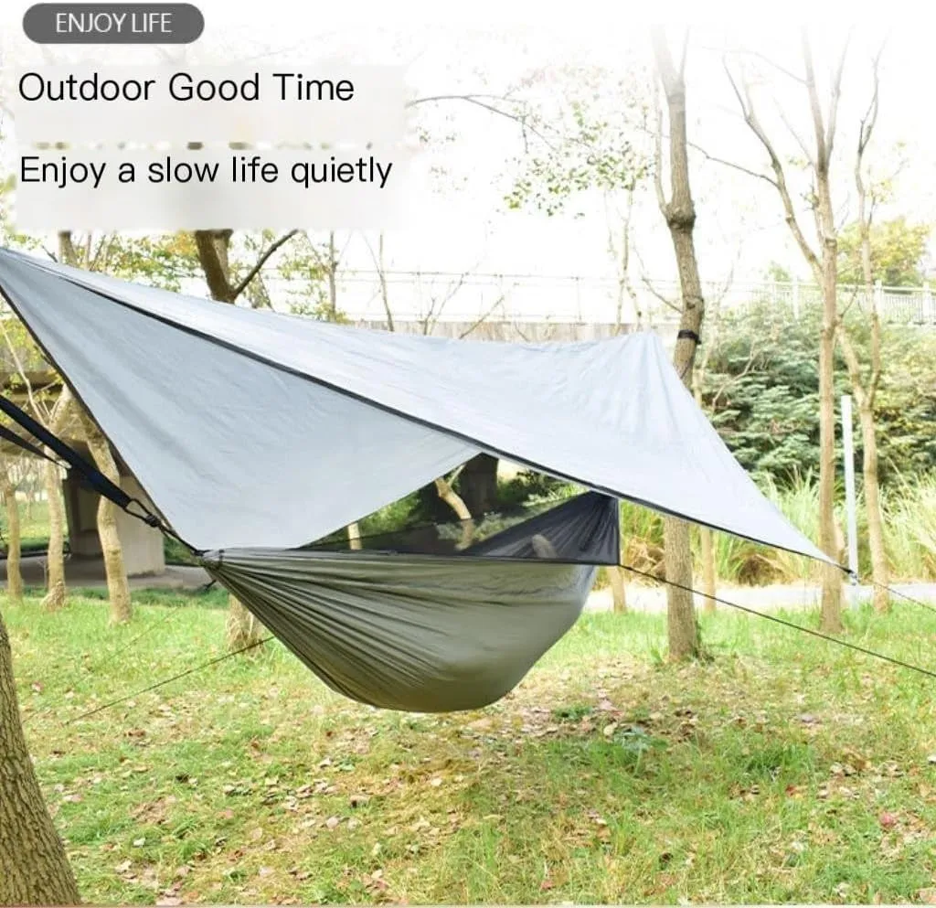 Hammock Double Canopy Mosquito Net Hammock Set Tent Parachute Cloth Camping Automatic Anti-Mosquito Mosquito Net Hammock Hammock Outdoor(E)