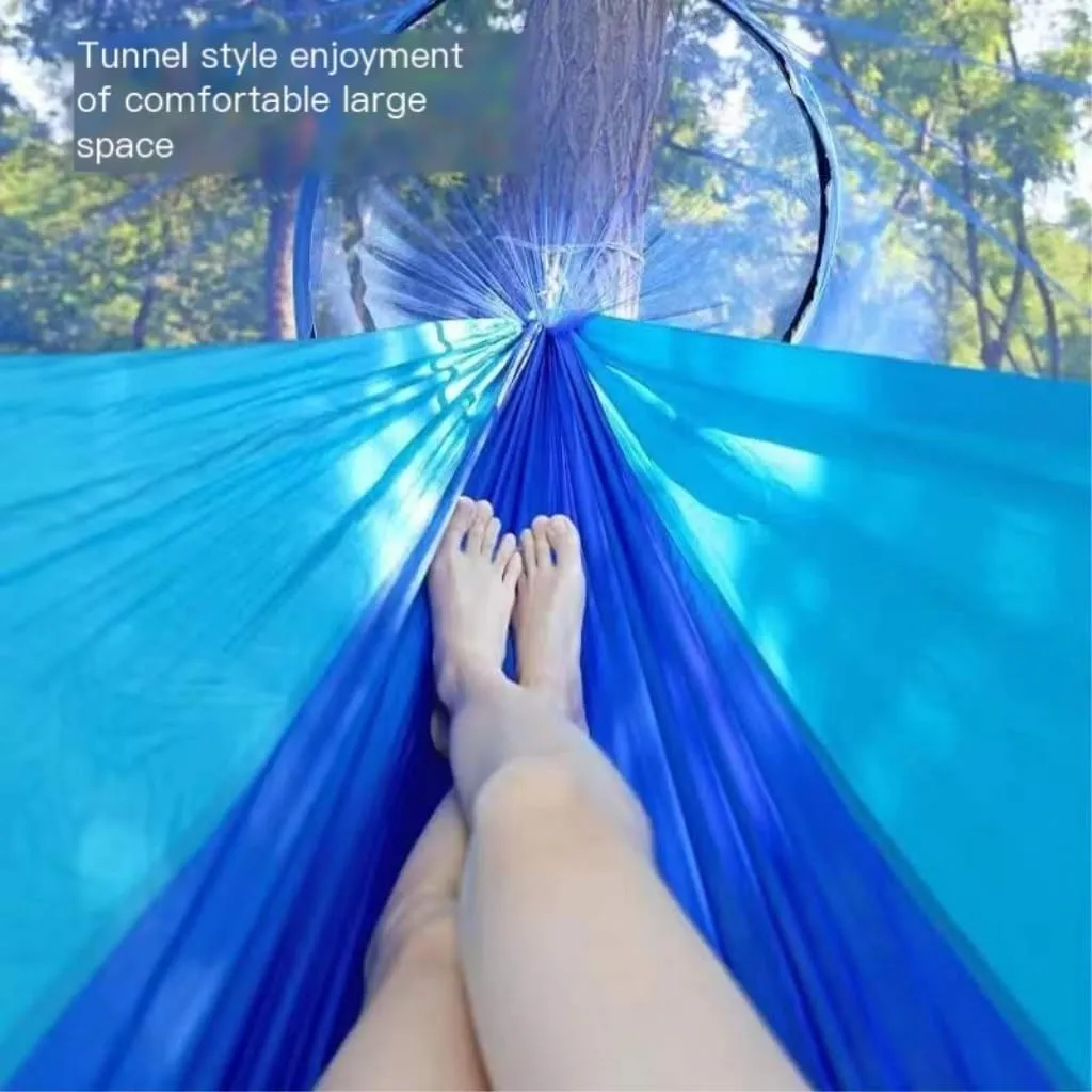 Hammock Double Colorful Anti - Mosquito Outdoor Hammocks, Enjoy Worry - Free Leisure Time Hammock Outdoor(Blue)